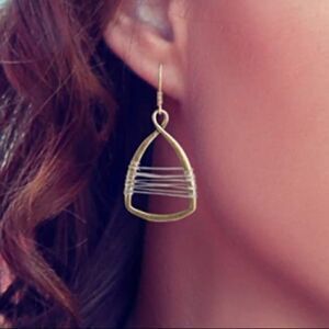 Handmade Gold/ Silver Wire Wrap Teardrop Earrings